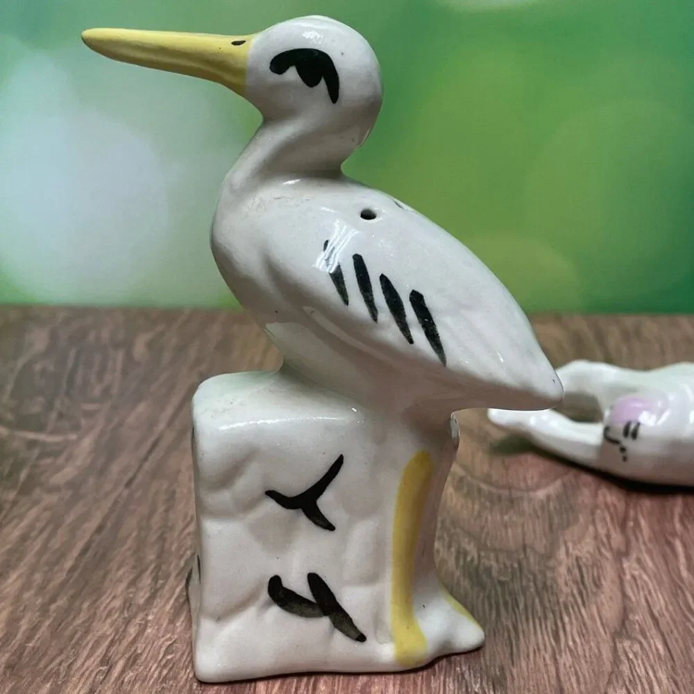 Vintage 1950's Rare Stork with Baby Bundle. Salt & Pepper Shaker.